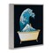 Stupell Industries Bathtub with Kanagawa Wave Framed Giclee, design by Tobe Fonseca